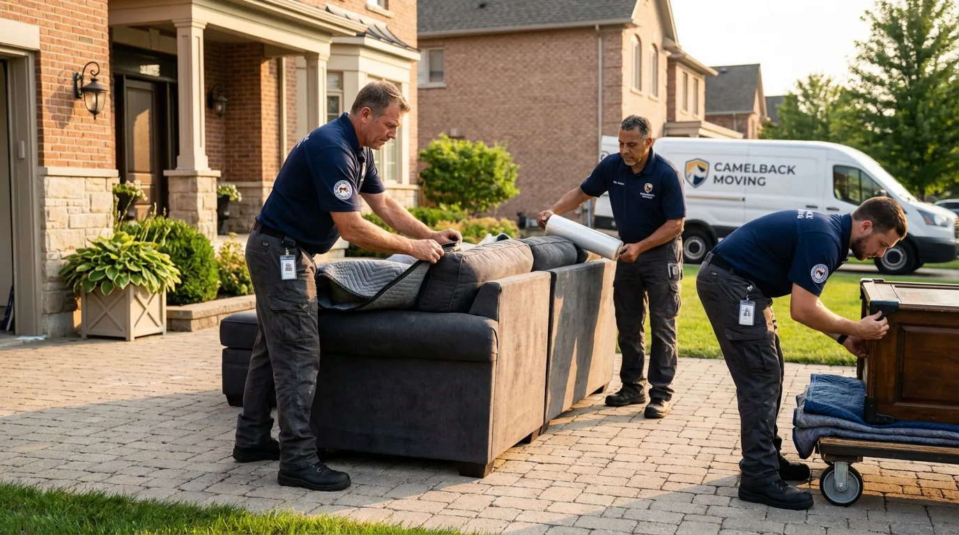 Large estate moving crew wrapping furniture in Okanogan, WA