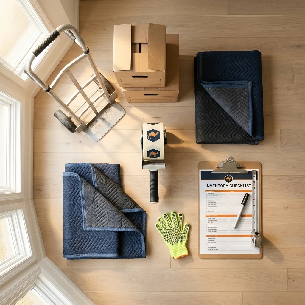 Professional moving supplies and packing materials layout for Okanogan residential relocations